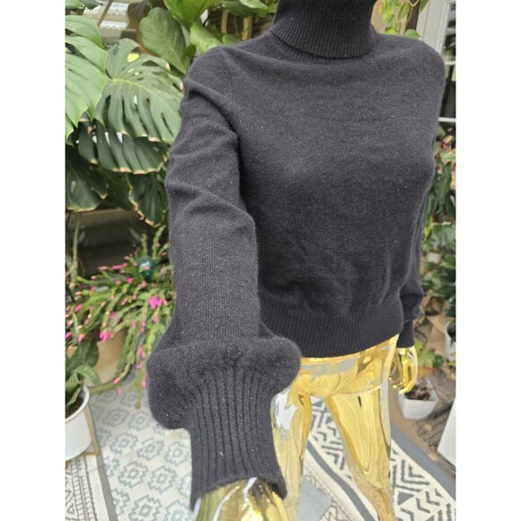 Maeve Anthropologie Cashmere Turtleneck Open Back Sweater Black Small - Picture 4 of 8